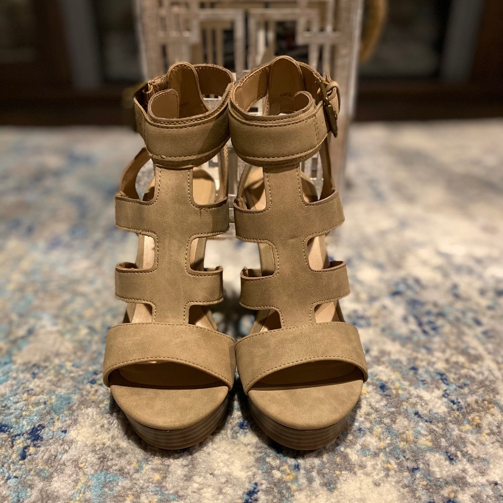 Faux Suede Taupe Wedges